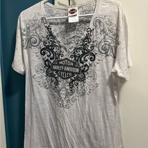 Harley-Davidson Women's White Graphic Top